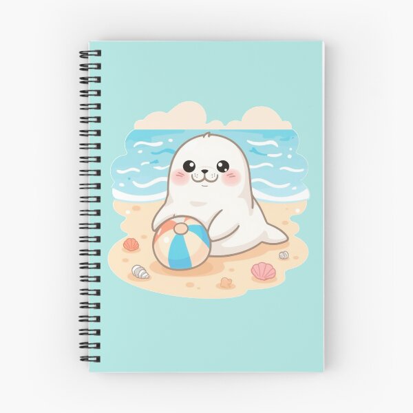 Item preview, Cute Chubby White Seal Playing with Ball on the Beach – Kawaii Pastel Design designed and sold by Tidarat-27.