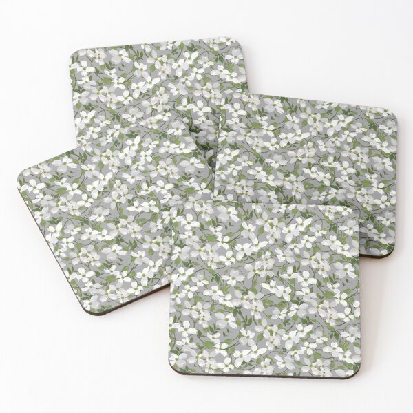 Item preview, Dogwood Blossoms on Grey a0a0a0 Half-drop designed and sold by Art in My Loft.