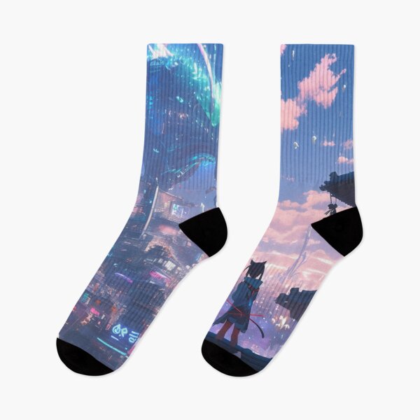 Item preview, Cyberpunk Dragon City Encounter – Futuristic Neon Skyline with Heroic Anime Cat Girl designed and sold by Tommy Studio.