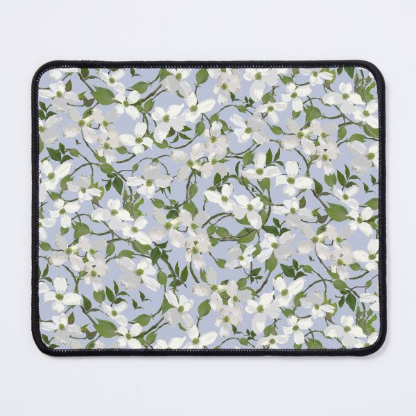 Item preview, Dogwood Blossoms on Pale Blue Grey c0c8dd Half-drop designed and sold by Art in My Loft.