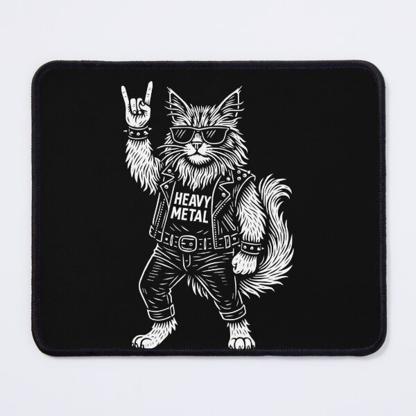 Item preview, Heavy Metal Maine Coon cat Rock Music Funny Retro designed and sold by LuminOrb.