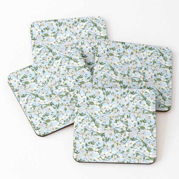Item preview, Dogwood Blossoms on Sky Blue cae9fd Half-drop designed and sold by Art in My Loft.