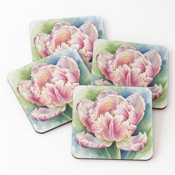 Item preview, Blushed Ruffles Silver Parrot Tulip designed and sold by BYnomi.