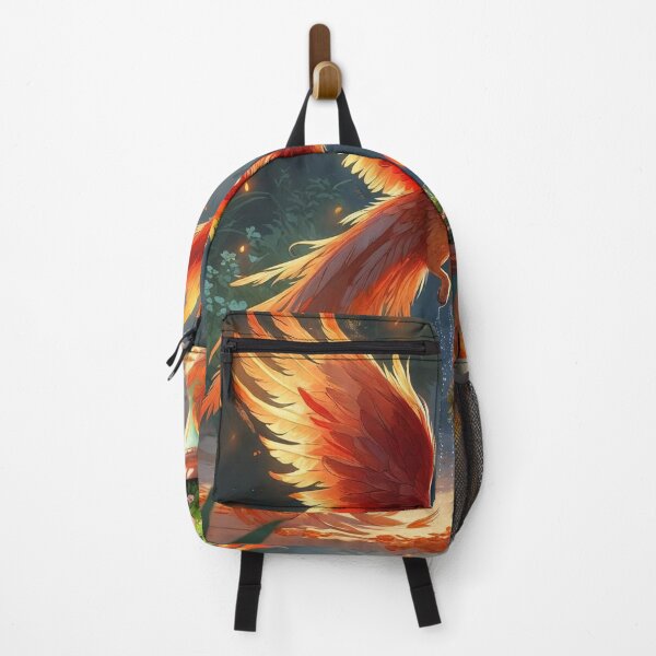 Item preview, Phoenix Tending Flame Flowers – Whimsical Rebirth Garden Art designed and sold by Deezyned.