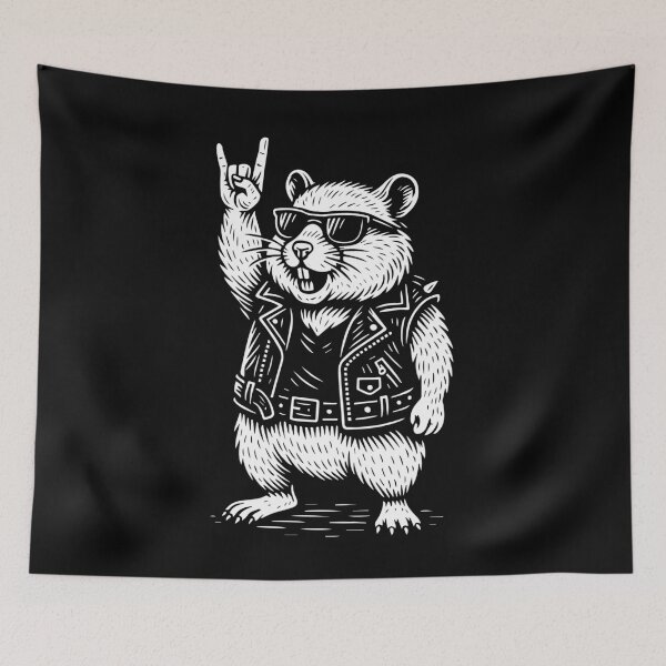 Item preview, Rock Musik Funny Heavy Metal Retro Hamster designed and sold by LuminOrb.