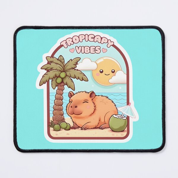 Item preview, TROPICAPY VIBES Cute Capybara Tropical Beach Sticker designed and sold by FestivityFinds.