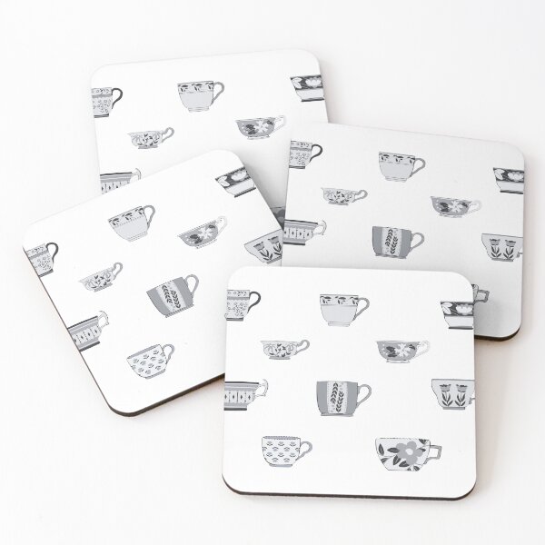Item preview, Tea Cup Sticker Pack Greyscale designed and sold by ashleyhudson.