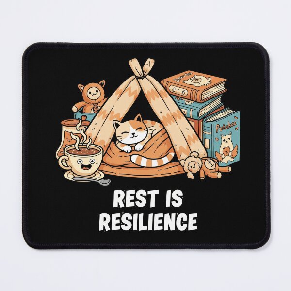Item preview, Whimsical Cat in Blanket Cave – Cozy Comfort Illustration with Funny Quote “Rest is Resilience” designed and sold by kubix81.