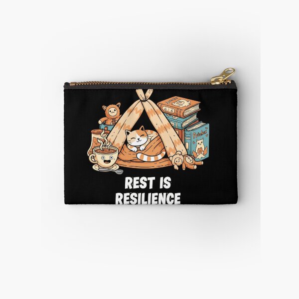 Item preview, Whimsical Cat in Blanket Cave – Cozy Comfort Illustration with Funny Quote “Rest is Resilience” designed and sold by kubix81.