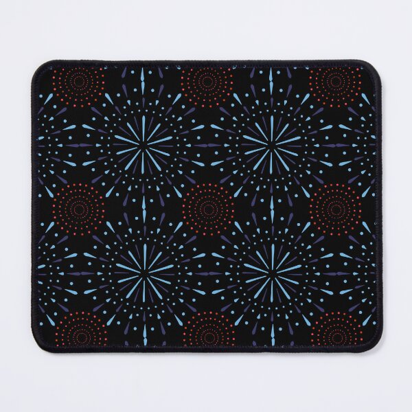 Aperçu de l'œuvre Feux d'artifice bleus et rouges sur un ciel nocturne noir | Art de célébration vibrant créée et vendue par CHAYOST.