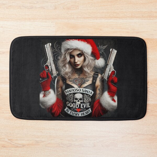 Item preview, Mafioso Santa Woman Dual Pistols designed and sold by Voodoo Store Paranormal Collections.