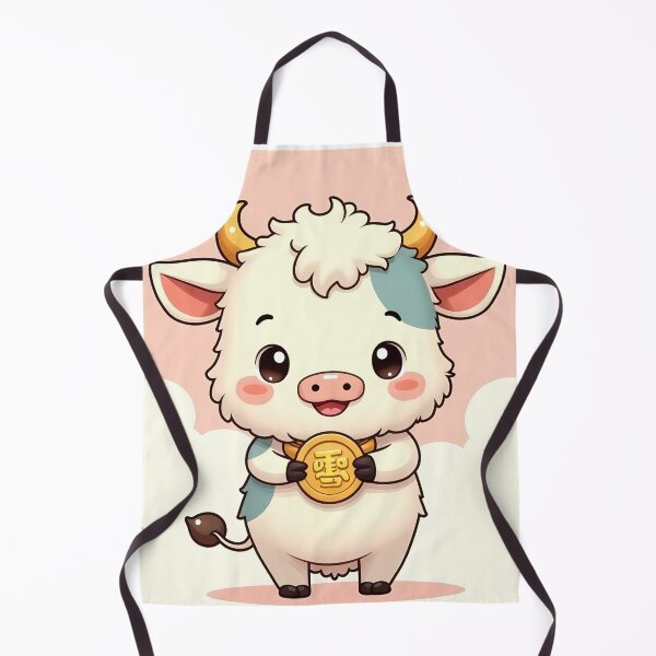 Item preview, Lucky Kawaii Cow Holding Gold Coin | Cute Fortune Ox designed and sold by Huiflourish.
