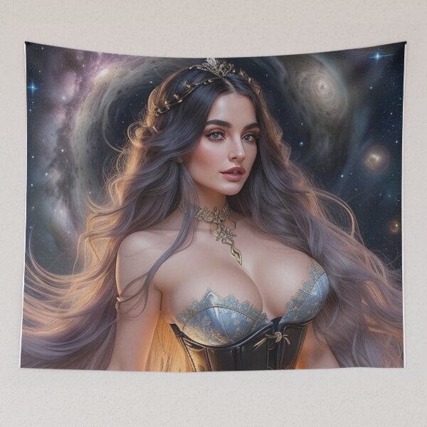 Item preview, Warrior of Aries – Fire Sign Goddess with Cosmos and Flame designed and sold by MissSaylor.