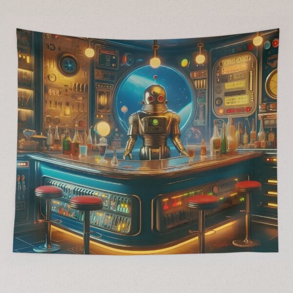 Item preview, Robot Bartender in Space Age Dive Bar designed and sold by Lee Hiller Designs.