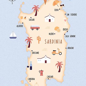 Artwork thumbnail, Illustrated map of Sardinia by ymkesinfogr
