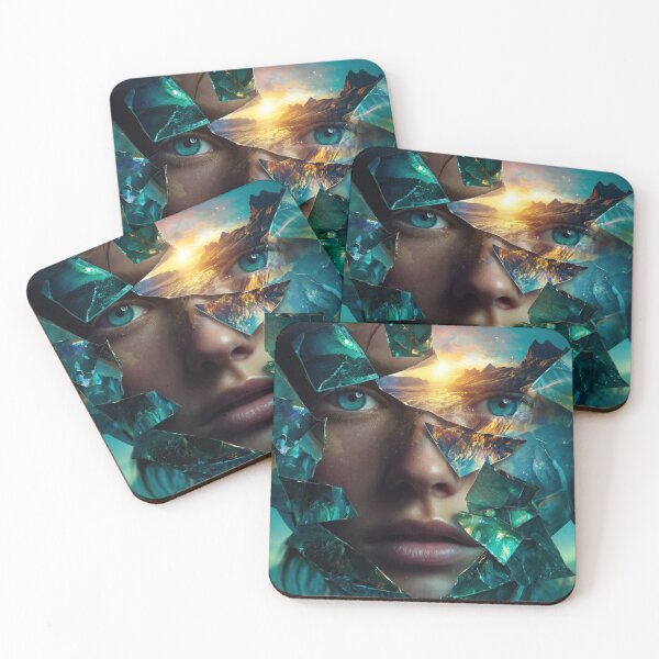 Item preview, Shattered Horizon Face Digital Art Print designed and sold by VisionaryVeils.