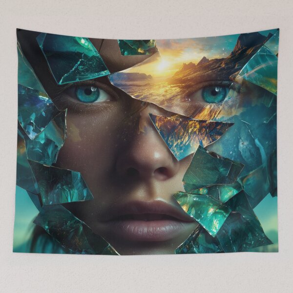 Item preview, Shattered Horizon Face Digital Art Print designed and sold by VisionaryVeils.