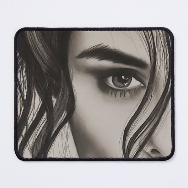 Item preview, "Piercing Silence – Charcoal Portrait with Curls" designed and sold by NegarTv Designs.