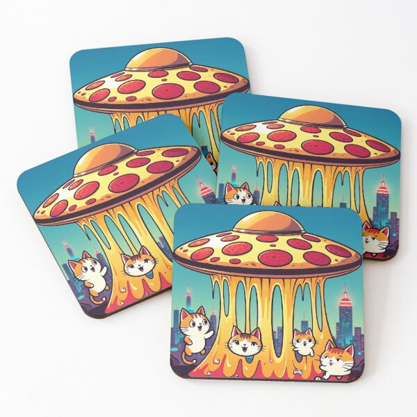 Item preview, Pizza UFO Cats | Cheesy Alien Abduction designed and sold by Esterlane.