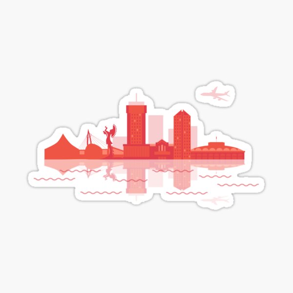 Downtown Wichita in Coral Sticker