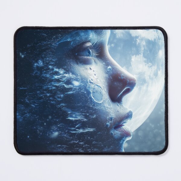 Item preview, Lunar Frost Face Digital Art Print designed and sold by VisionaryVeils.