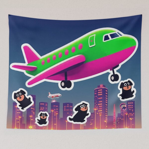Item preview, Fluffy Dogs in Flight | Jello Plane Abduction designed and sold by Esterlane.