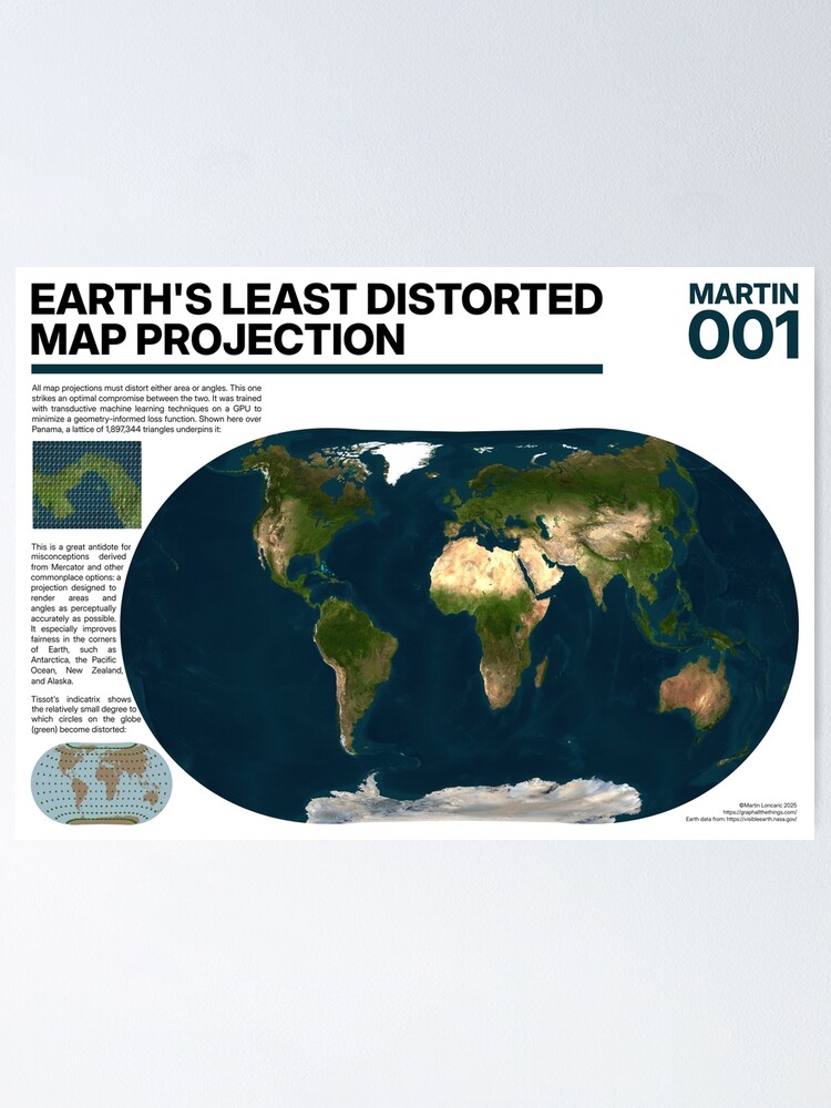 Thumbnail 1 of 3, Poster, Earth's Least Distorted Map Projection designed and sold by mwlon.