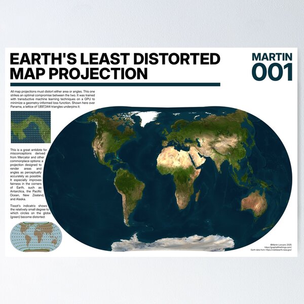 Item preview, Earth's Least Distorted Map Projection designed and sold by Graph all the Things.