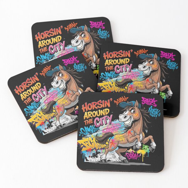 Item preview, Graffiti Cartoon Horse with Backwards Cap – Playful Urban Street Art, Bold Colorful Design designed and sold by kubix81.