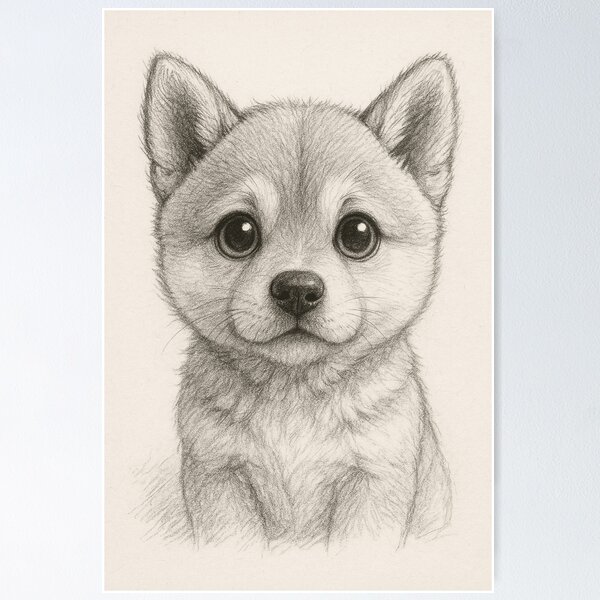 Item preview, Akita Puppy Dog Pencil Style  designed and sold by NoraRoseArts.