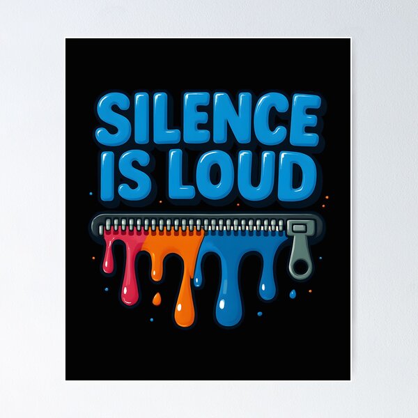 Item preview, Silence Is Loud Dripping Paint Typography Art designed and sold by Furr-n-Purr.