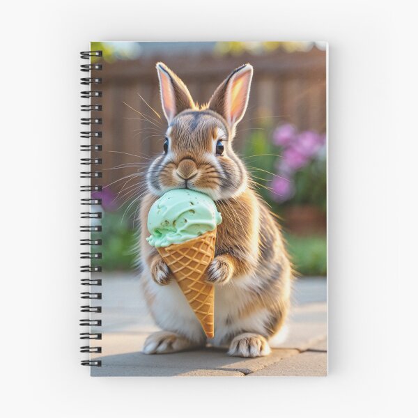Item preview, Bunny eating ice cream cute designed and sold by Vintage Designs +.