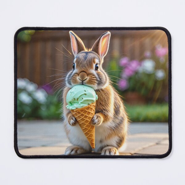 Item preview, Bunny eating ice cream cute designed and sold by Vintage Designs +.