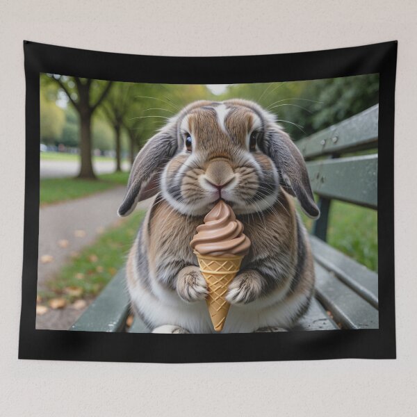 Item preview,  Bunny eating ice cream cute designed and sold by Vintage Designs +.
