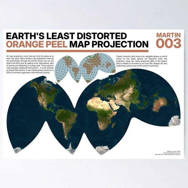 Item preview, Earth's Least Distorted Orange Peel Map Projection designed and sold by Graph all the Things.