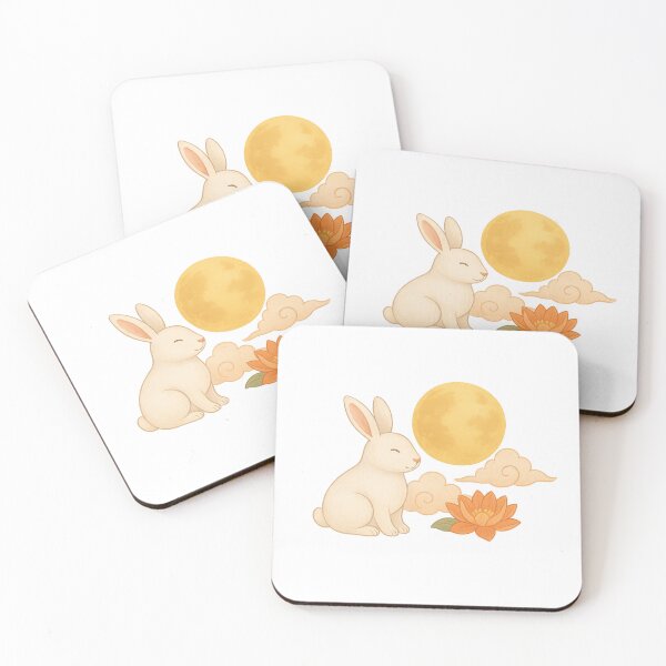 Item preview, Mid autumn festival rabbit with full moon and lotus flower, isolated PNG, AI generated designed and sold by dvoevnore.