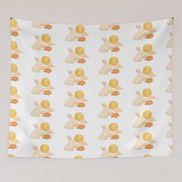 Item preview, Mid autumn festival rabbit with full moon and lotus flower, isolated PNG, AI generated designed and sold by dvoevnore.
