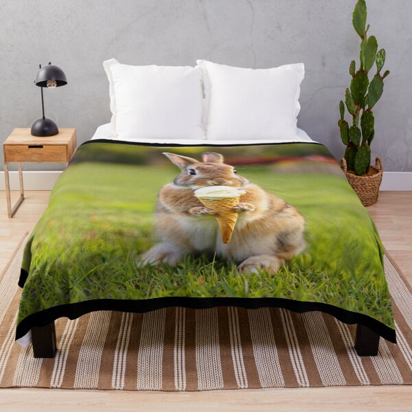 Item preview, Bunny eating ice cream cute designed and sold by Vintage Designs +.