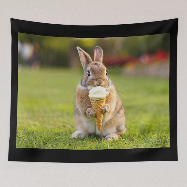Item preview, Bunny eating ice cream cute designed and sold by Vintage Designs +.
