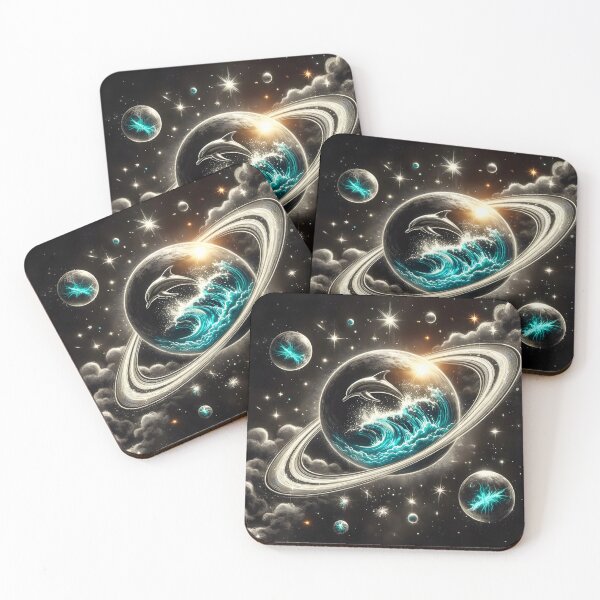 Item preview, Saturn with Ocean and Leaping Dolphin Inside, Ai Generated Art    designed and sold by ACC .