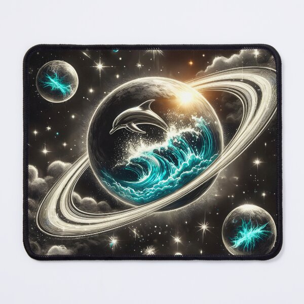 Item preview, Saturn with Ocean and Leaping Dolphin Inside, Ai Generated Art designed and sold by ACC .