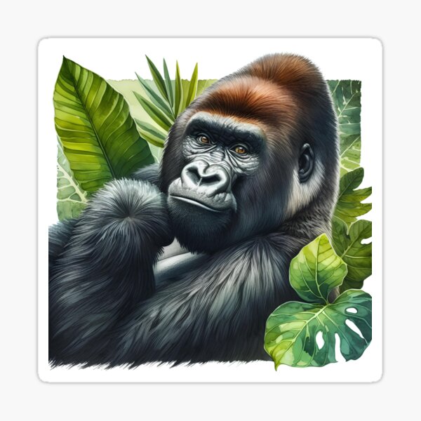 Item preview, Portrait of a gorilla in the jungle designed and sold by Artillenium.