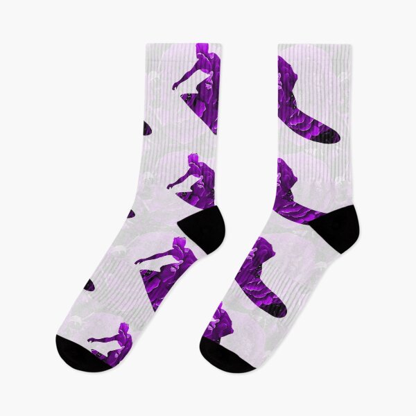 Item preview, Surfing man silhouette in purple flower petals on a white background  designed and sold by wallartofmio.