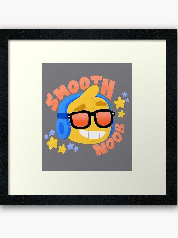 Hand Drawn Smooth Noob Roblox Inspired Character With Headphones Framed Art Print - 