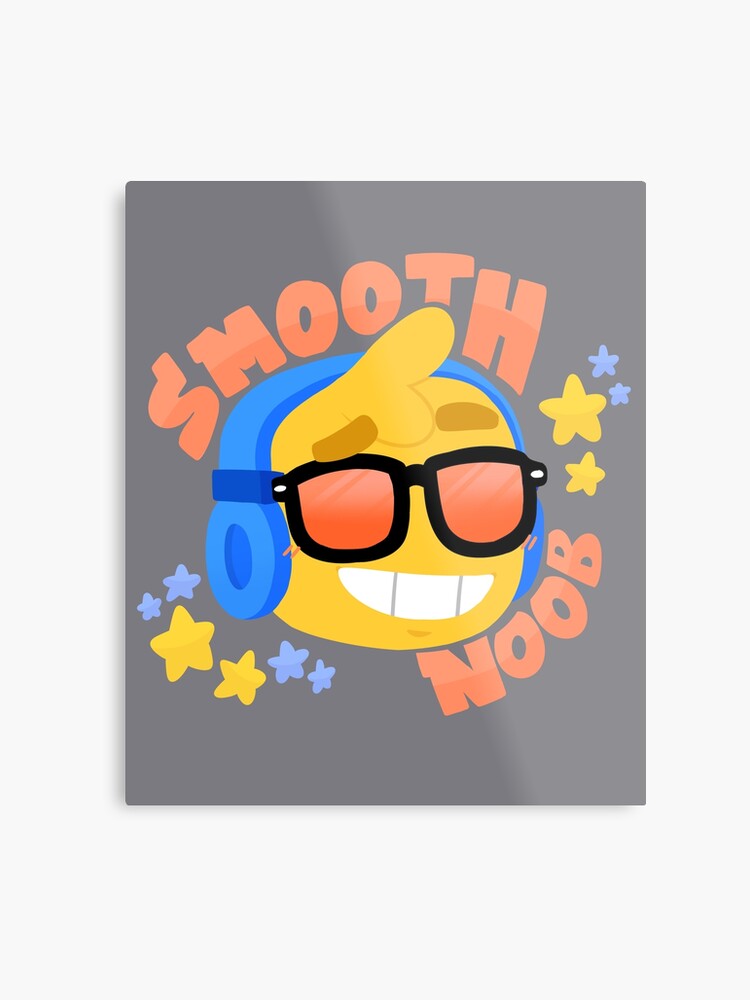 Hand Drawn Smooth Noob Roblox Inspired Character With Headphones Metal Print - 