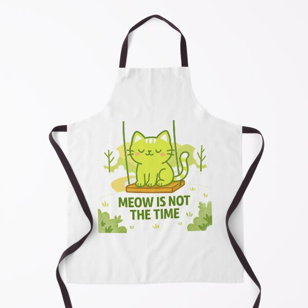 Item preview, Meow Is Not the Time – Cute Lime Cat on Swing T-Shirt Design designed and sold by Mr LK.