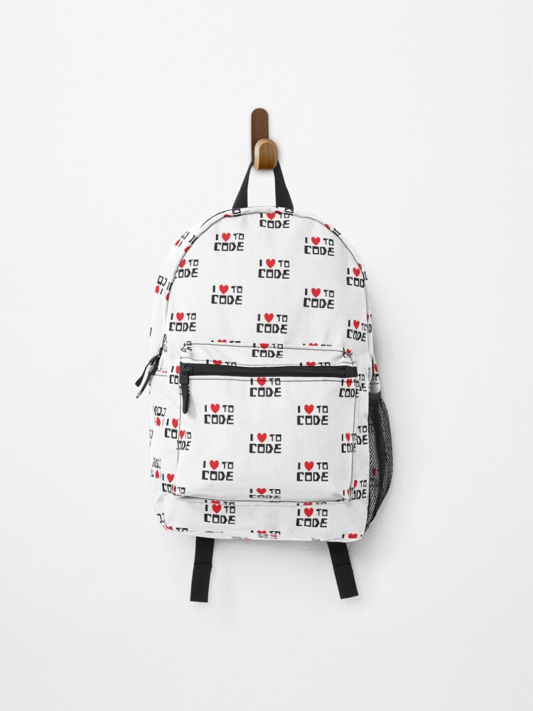 Thumbnail 1 of 3, Backpack, I Love to Code designed and sold by softwaretesting.