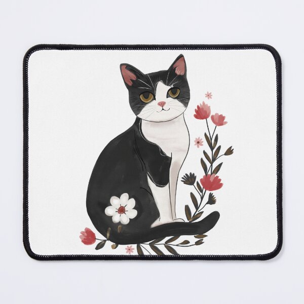 Item preview, Adorable Tuxedo Cat With Flowers, Black And White Cat  designed and sold by xiao xuans.