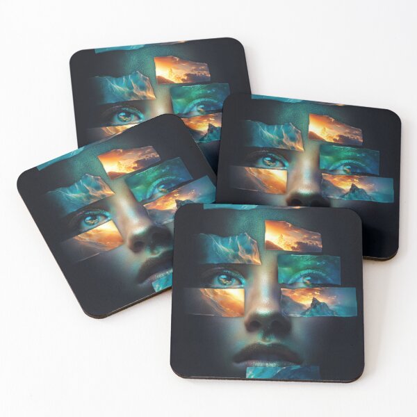 Item preview, Fractured Horizon Face Digital Art Print designed and sold by VisionaryVeils.