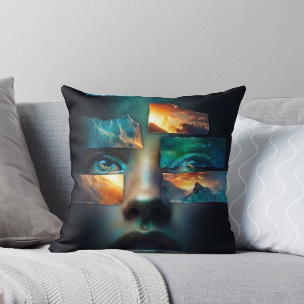 Item preview, Fractured Horizon Face Digital Art Print designed and sold by VisionaryVeils.